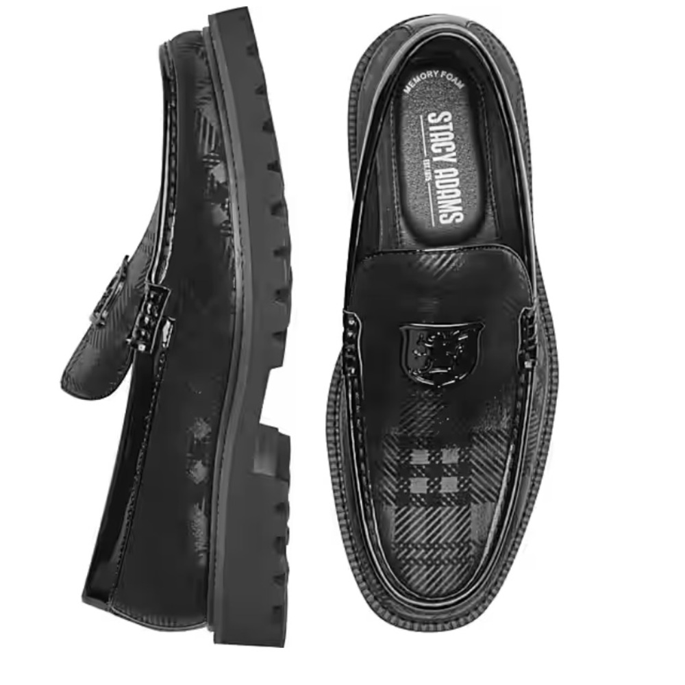 Stacy Adams Men’s Vonn Moc Toe Slip-On Dress Shoes Black Size 10.5